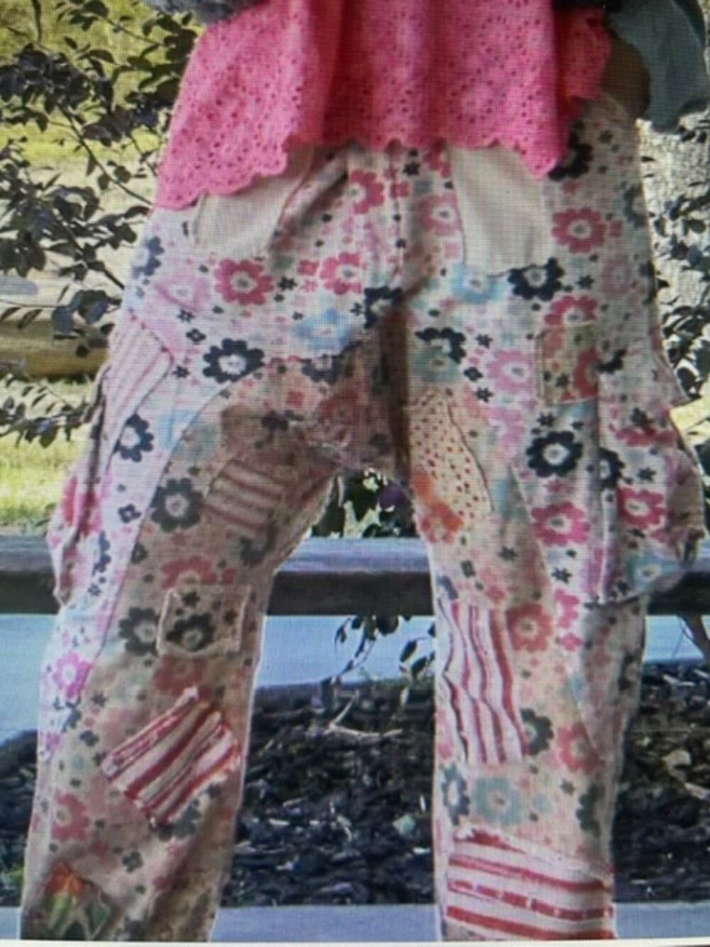 Jaded Gypsy Tripping Multicolor Daisy's Cotton Adjustable Waist Pants NWT